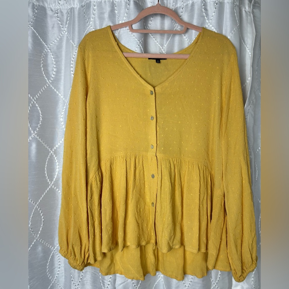 Yellow Button-Up Women's Top